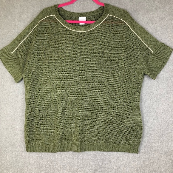Chico's Tops - Chico's Sweater Knit Short Sleeve Crew Neck Crochet Beaded top size 3 (XL)